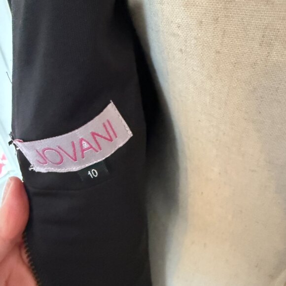 Jovani Faux Leather Long Sleeve Low Back Black Dress Size 10 Cocktail Mini Sexy - Picture 8 of 12